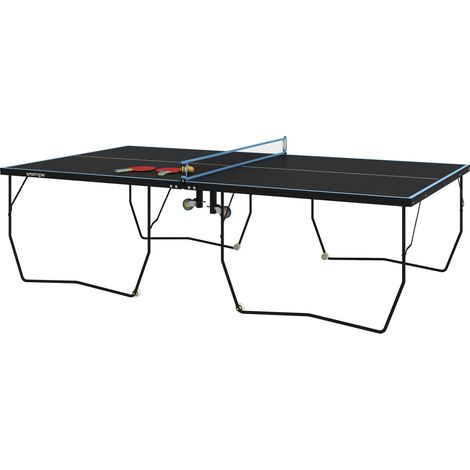 Table de ping-pong pliante 8 roues cadre acier MDF 274 x 152,5 x 76 cm noire
