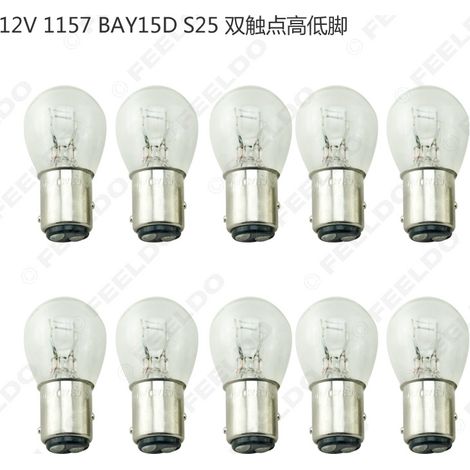 Ampoule halogène 12V 1157 BAY15D S25 pour voiture, feu stop, feu arrière, clignotant, réglage en hauteur