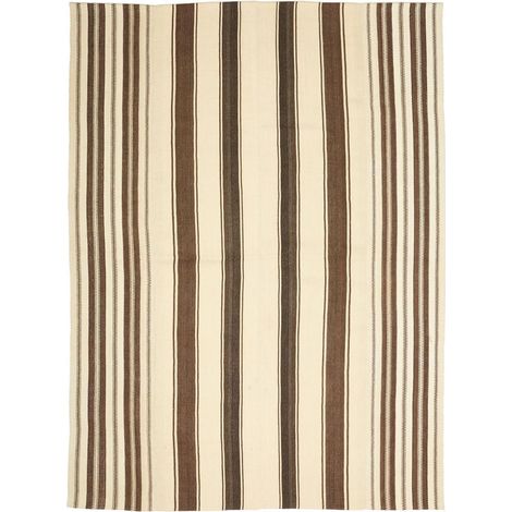 Authentique tapis d'Orient noué main 167x212 marron et beige en laine et soie (1/5)