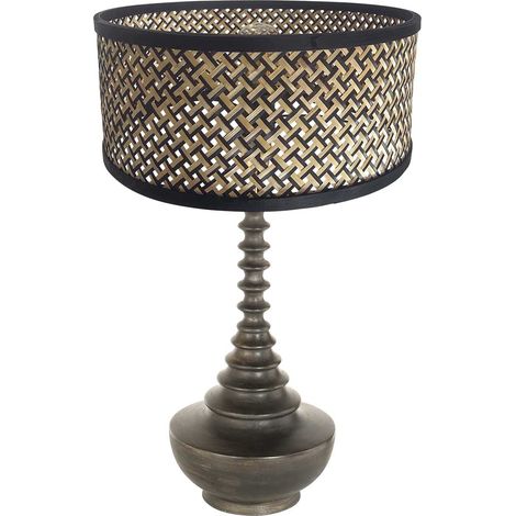 Tischlampe - schwarz - Bois - bambus holz - Ø 40cm - E27 - 3756ZW (1/4)
