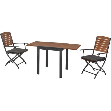 Santorin Set 5tlg Alu/Akazie Balkontisch 65 (130) x 65 cm