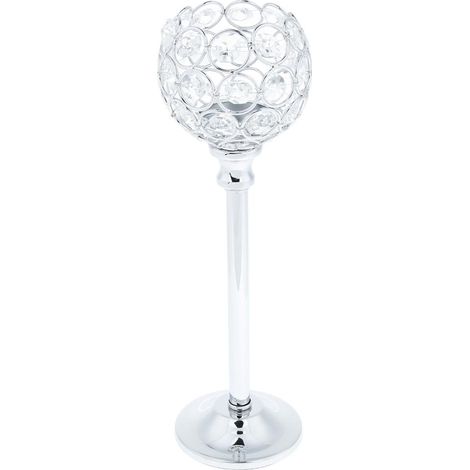 Bougeoir En Cristal Photophore Chandelier Candélabre Argent - L (1/5)