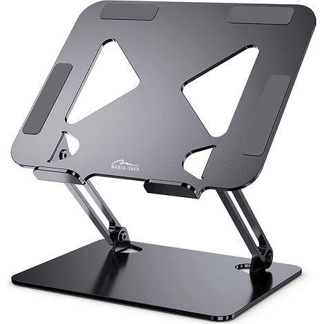 Supporto per laptop - Supporto in metallo regolabile ed ergonomico per laptop da 10 a 17 pollici. La solida struttura in acciaio, combinata con i piedini antiscivolo, garantisce stabilità e sicurezza. (1/4)