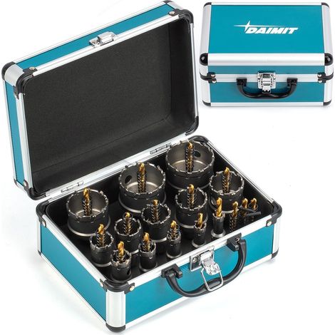 19PCS TCT Hole Saw Kit, 14-60mm Heavy Duty Tungsten Carbide Hole Saw Set for Metal, Stainless Steel, Iron, Wood and Plastic, with 3 Removable Pilot Drill Bits and 3 Allen Keys (1/5)