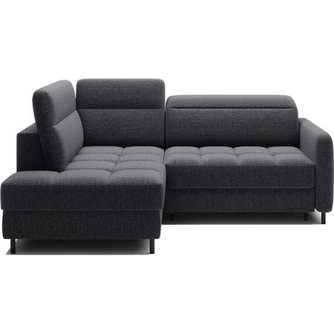 Divano ad angolo sinistro convertibile BARNEA 208 cm grigio scuro con contenitore (1/5)