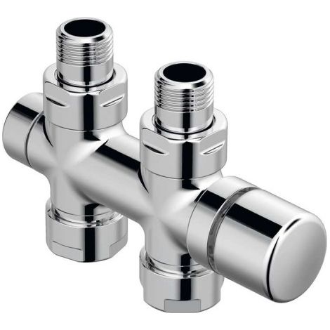 Acova – Kit O robinetterie thermostatisable en H droit réversible monotube / bitube chromé – Cartouche thermostatique pour chauffage central – 991588