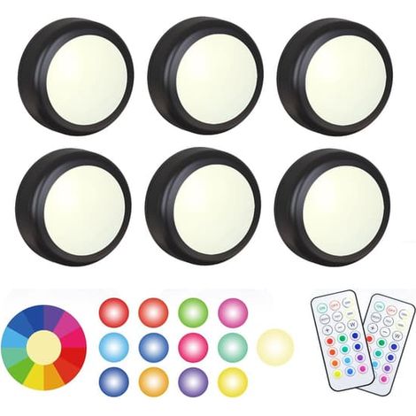 Ecleanfy - Lot de 6 spots LED avec 2 télécommandes, design RGB, multicolores (1/5)