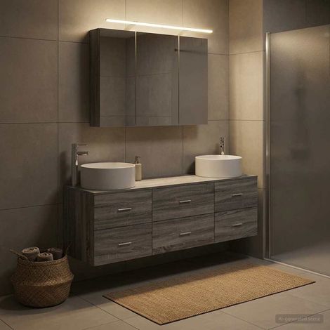 vidaXL Bathroom Furniture Set 4 pcs Grey Sonoma (1/5)