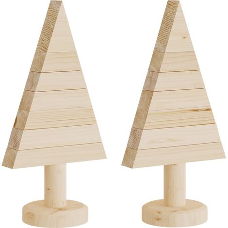 Arbres de Noël en bois pour décoration 2 pcs 30 cm pin massif (1/5)