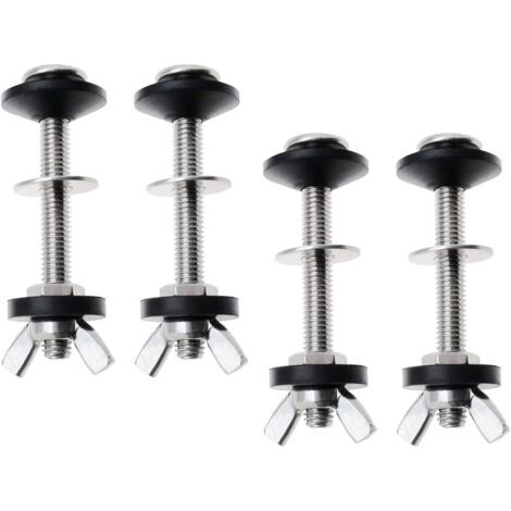 Boulons et rondelles de réservoir de toilette, 4 paquets, boulons de toilette, accessoires d'outils de lavage en acier inoxydable pour toilettes fendues (1/5)