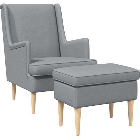 Sillón con Pouf 2 uds. Gris Claro Tela vidaXL (1/5)