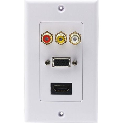 Pannello modulare audio/video a parete con interfacce VGA e 3 RCA, adatto per televisori domestici. (1/5)