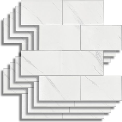 Crédence Adhésive Cuisine, Salle de Bain, Blanc, 4 Pièces, 25 x 25 cm, Crédence Épaisse, 3D, Carrelage Adhésif Mural, Lavable, Imperméable (1/5)