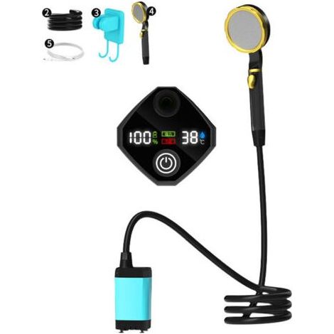 Pompe de douche de camping portable Pompe de douche électrique rechargeable avec affichage numérique intelligent,9000mAh,DUBUNS (1/4)