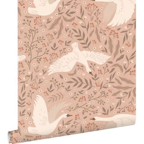 papier peint cygnes rose terracotta  - ESTAhome (1/5)