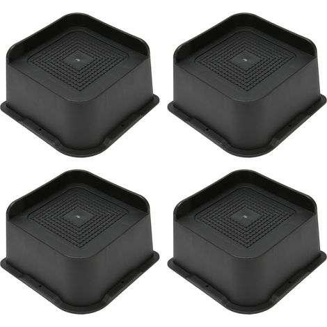 4 Pièces Surélévateurs de Lit en Forme L Anti-Dérapants, Rehausseurs pour Meubles - Chaise, Bureau, Canapé, Table - Hauteur 7.6cm/3in Noir (1/5)