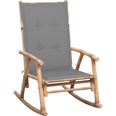 Chaise à bascule avec coussin  Rocking chair  Fauteuil à bascule  Fauteuil de relaxation Bambou BSRHS732543 (1/5)