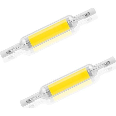 Lot de 2 ampoules LED R7S 10 W 78 mm à intensité variable blanc froid 6000-6500 K 100 W halogène J78 de remplacement, tube de base R7S à double extrémité, angle de faisceau 360, économie d'énergie. (1/5)