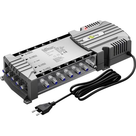 goobay 64875 Multiconmutador satélite/Multiconmutador Compacto / 5 entradas / 12 Salidas / 4K, 8K UHD/Dab+ / para 12 participantes