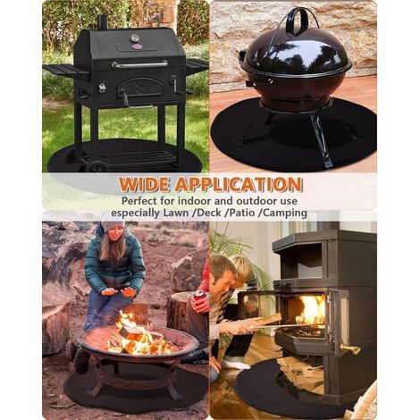 Tapis rond anti‑feu en fibre de carbone 32 pouces – Protège votre sol des braises de cheminée ou barbecue – Isolation thermique pour camping et terrasse