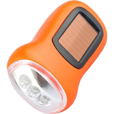Lampe de poche LED rechargeable solaire et à manivelle – Légère, polyvalente, portable et robuste – Idéale pour le camping et la randonnée (Orange) (1/5)