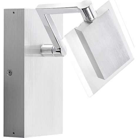 Wandleuchte schwenkbar Wandlampe Glas Flurlampe Treppenhaus, Schalter, Metall, 1x LED 4,8W 530Lm warmweiß, LxB 16x10 cm