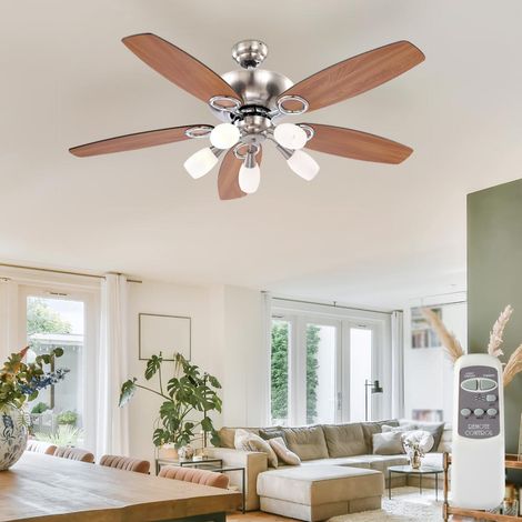 Ventilatore da soffitto con illuminazione e telecomando a 3 velocità con funzione dimmer 130 cm