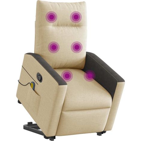 Fauteuil de Salon,Chaise,Fauteuil inclinable de massage Crème Tissu CFW817684 (1/5)