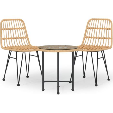 Maison Exclusive - 3-tlg. Garten-Essgruppe Poly Rattan