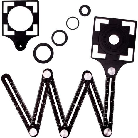 Mehrwinkel-Messlineal mit Positionierungsloch, 6-seitiges, klappbares Lineal aus Aluminiumlegierung, Winkelmessschablone, Schwarz – Fei Yu (1/5)