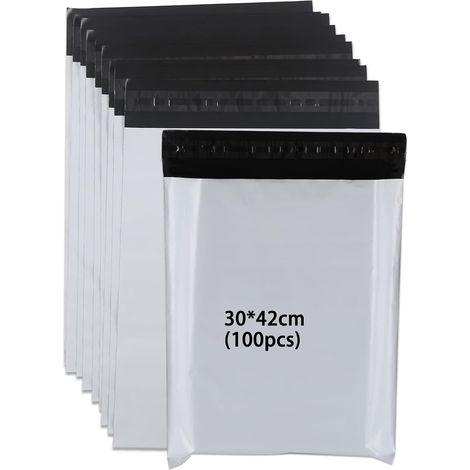 100 Pack Plastic Mailing Envelopes - 300mm x 420mm - Opaque (1/5)