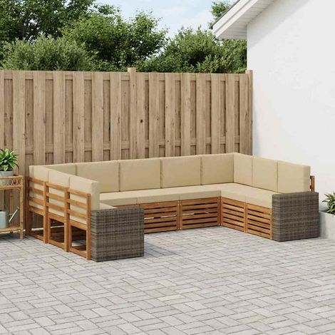 vidaXL Ecksofa Set mit Kissen 9 pcs Natur und Beige Polyester (1/5)