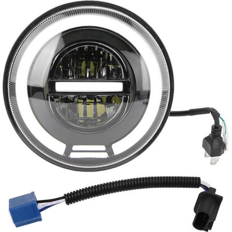Phare LED rond, phare LED de 7 pouces, 7 pouces pour moto LED Angel Eye Phare rond IP67 imperméable 12-80 V Rouge Jaune Éclairage universel. (1/4)