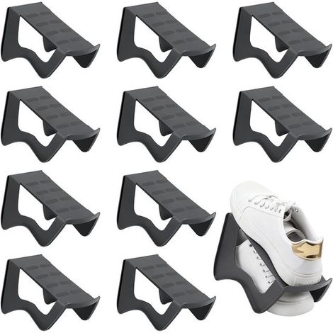 Scarpiera - Scaffale porta scarpe - Scaffale per armadio - Design a doppio strato - 10 pezzi - Grigio (1/5)