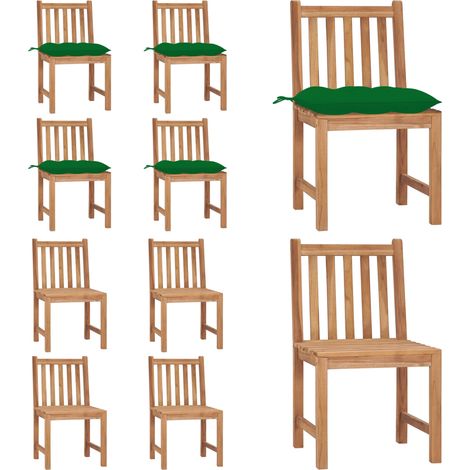Chaises de jardin lot de 4 avec coussins Bois de teck massif - Chaise De Jardin - Fauteuil De Jardin - Mobilier De Jardin - Meubles De Terrasse - Set De Chaises - Home & Living (1/5)
