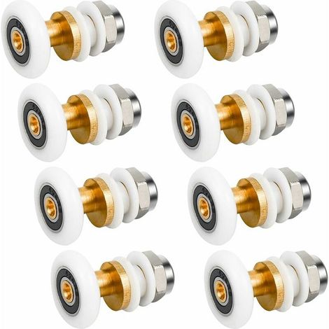 8pcs Roulettes Porte de Douche, Roulette Porte Coulissante Douche en Laiton 23mm, Roue pour Douche Coulissantes Porte Roue de Remplacement pour Rouleau, Épaisseur: 6mm (1/5)