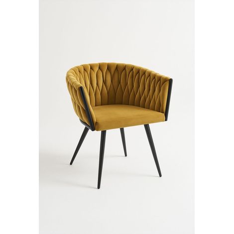 Packs Sillas Comedor - Pack 6 Sillas Widny Black Terciopelo - Mostaza (1/5)