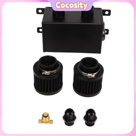 Cocosity Kit de récupération d' (Argent) 1200ml Oil Catch Can Kit Moteur Twin Baffle Double Filtre moto d'essence Argent Noir (1/5)