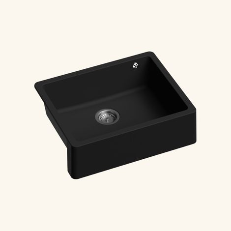 Kümbad – Évier timbre d'office sous-plan 60x48 cm – Granit noir – Installation sous plan – 1 bac avec bonde et siphon inclus (1/4)