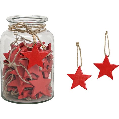 Set di 36 ciondoli a forma di stella rossa, 8 cm, decorazioni per albero di Natale, 36 pezzi