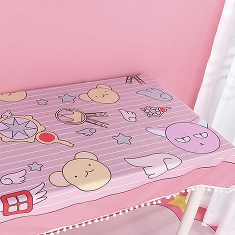 Nappe mignonne à motif dessin animé pour filles, sous-main tendance, tapis d'écriture pour chambre, tissu style japonais, sceptre étoilé rose, 100 cm de long x 150 cm de large (1/5)