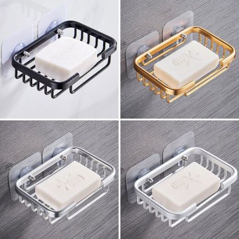 Porte-Savon Mural - Aluminium Sans Couture - Étanche et Vidable - Pour Salle De Bain - Lot De 2 (1/4)
