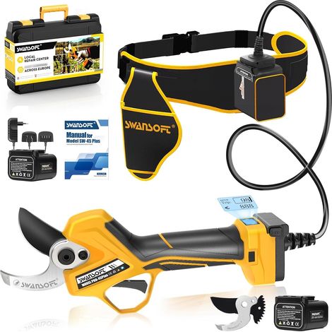 PRU45-PLUS Secateur Electrique 45mm,1150W Moteur Sans Balais,Écran LCD,25V 4Ah x2 Sécateur Électrique sans Fil pour Vigne,Olivier,Jardinage (1/5)