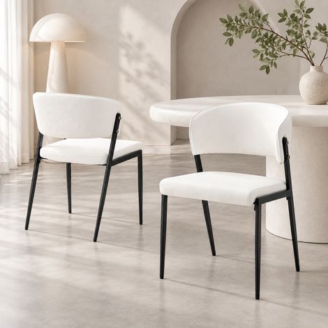 Weiße PU-Esstischstühle, 2er-Set, Metallgestell, OKMYHOME (1/5)