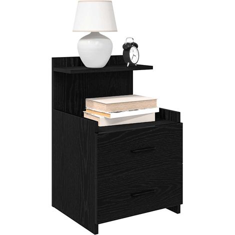 Nachttische 2 Stk. mit 2 Schubladen Schwarz 40x36,5x62 cm