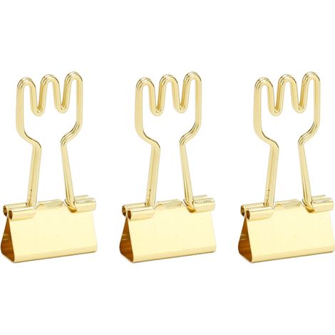 100 Stück gabelförmige Büroklammern, starke Klemmkraft, rostbeständig, robuste Metallklammern, goldfarben, fürs Büro (1/5)