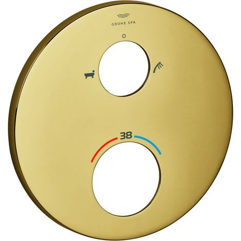 Grohe Rosette für Thermostat-Fertigmontageset, Metall, Wannen- und Handbrausen Symbol, Cool Sunrise, 49247GL0 (1/2)