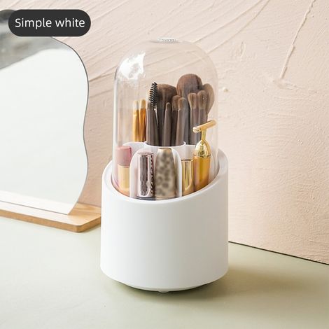 360° drehbarer Schreibtisch-Organizer mit Deckel Aufbewahrungsbox für Stifte und Kosmetikartikel PP+PET 12,5 x 12,5 x 12,8 cm Blau, Weiß, Rosa 225 g (1/5)