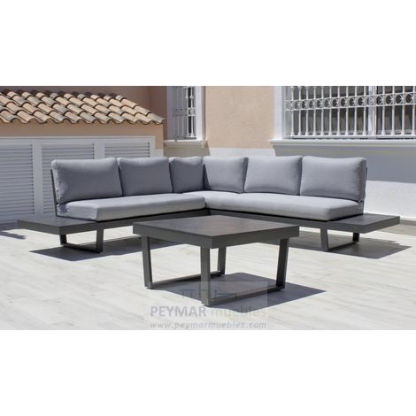Conjunto terraza jardín aluminio Loira-7 con estructura en antracita. (1/3)