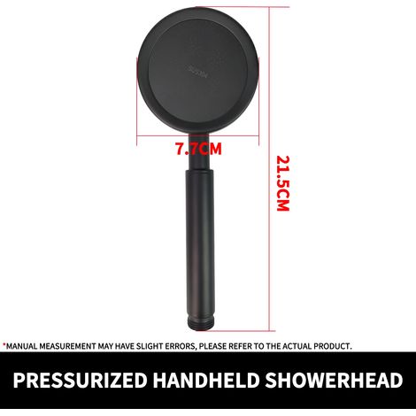 Pommeau de douche haute pression en acier inoxydable (noir), douchette à main noir mat/argent avec raccord universel G1/2 (1/5)